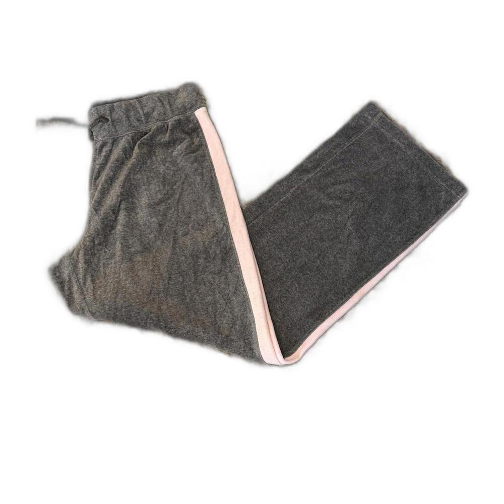Y2K 2000s Women's Velour‎ Velvet SweatPants with Pink Trim